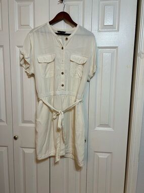 Banana Republic Cream Button-Front Shirt Dress